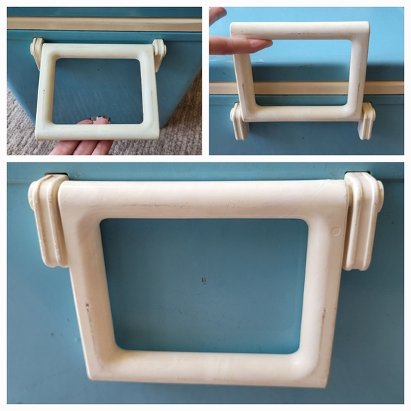 VINTAGE COLEMAN METAL COOLER RETRO BLUE WHITE INTERIOR MADE IN CANADA - Picture 9 of 15